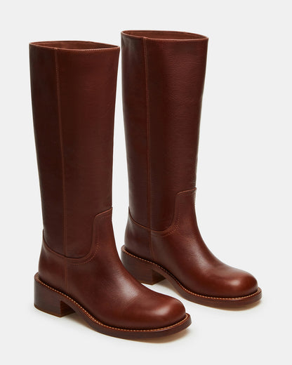 Steve Madden RIGGS Rust Leather Square-Toe Women's Boot