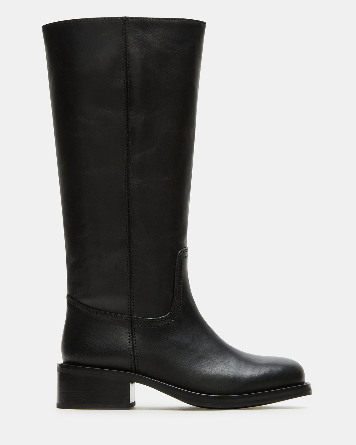 Steve Madden RIGGS Black Leather Wide Calf Square-Toe Women's Boot