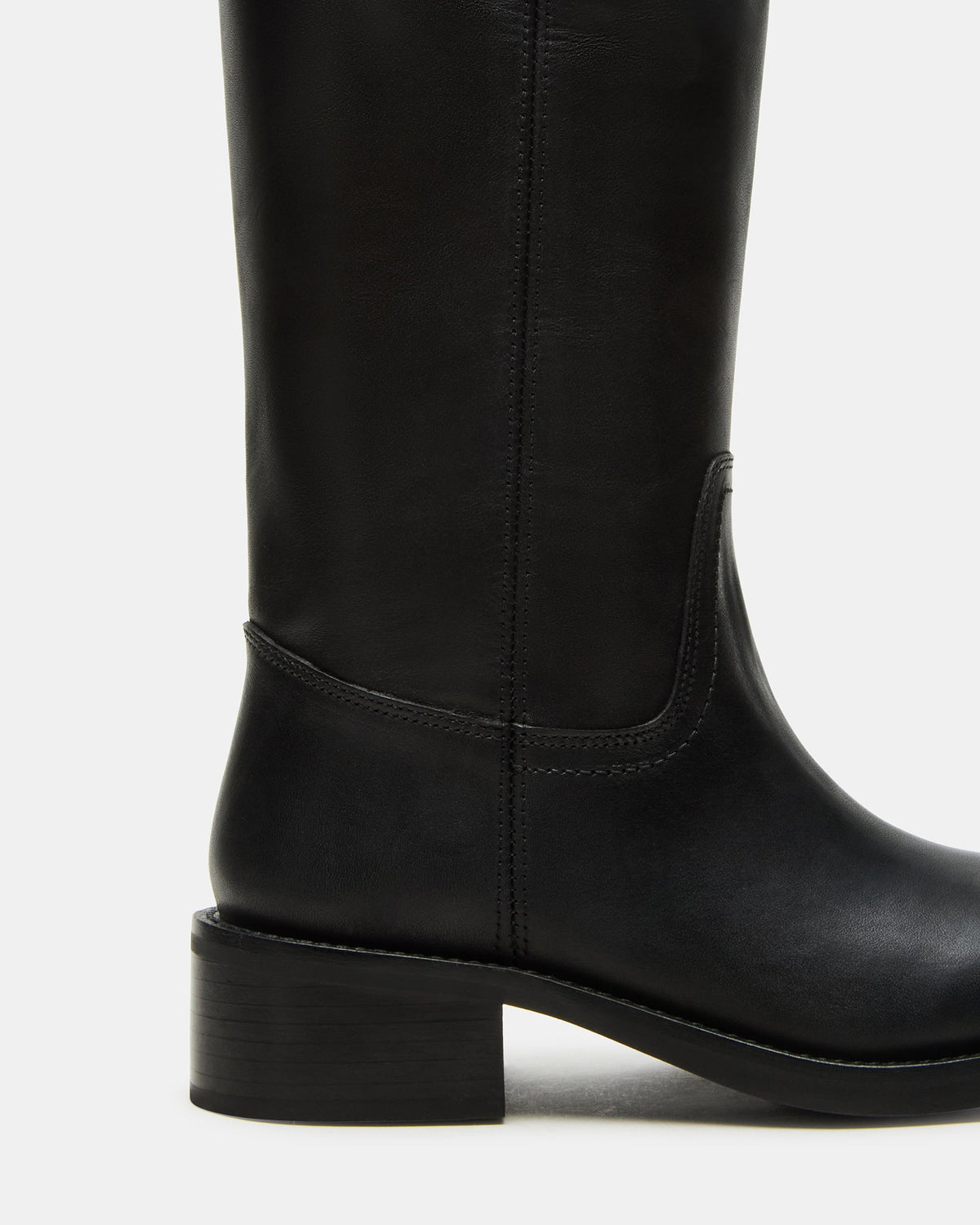 Steve Madden RIGGS Black Leather Wide Calf Square-Toe Women's Boot