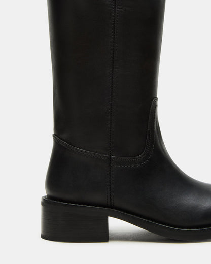 Steve Madden RIGGS Black Leather Wide Calf Square-Toe Women's Boot