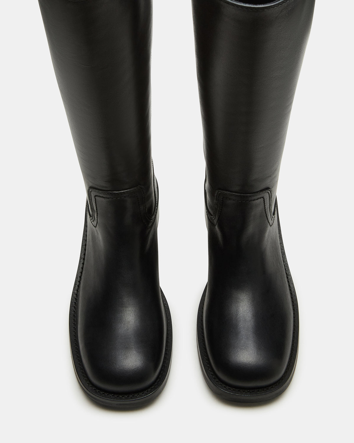 Steve Madden RIGGS Black Leather Wide Calf Square-Toe Women's Boot