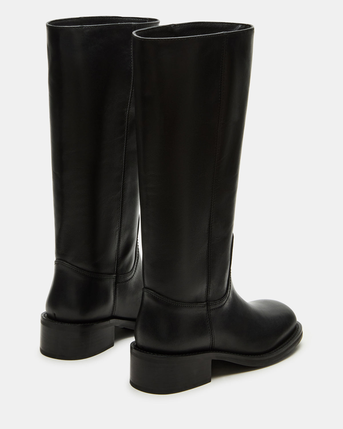 Steve Madden RIGGS Black Leather Wide Calf Square-Toe Women's Boot