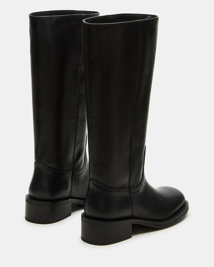 Steve Madden RIGGS Black Leather Wide Calf Square-Toe Women's Boot