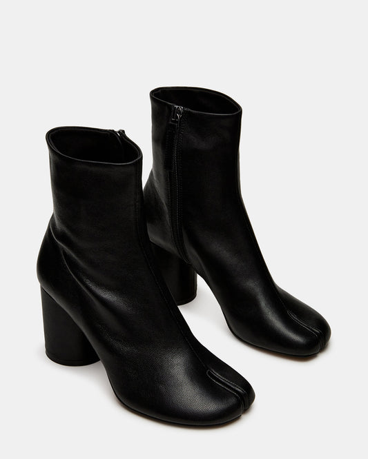 Steve Madden CARO Black Leather Tabi Split-Toe Block Heel Women's Ankle Boot