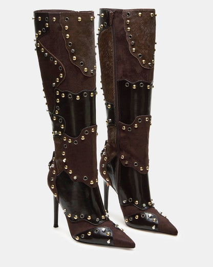 Steve Madden REVIVE Brown Multi Pointed-Toe Knee-High Stiletto Women's Boot