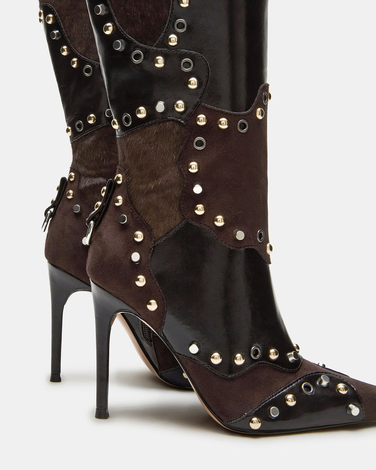 Steve Madden REVIVE Brown Multi Pointed-Toe Knee-High Stiletto Women's Boot