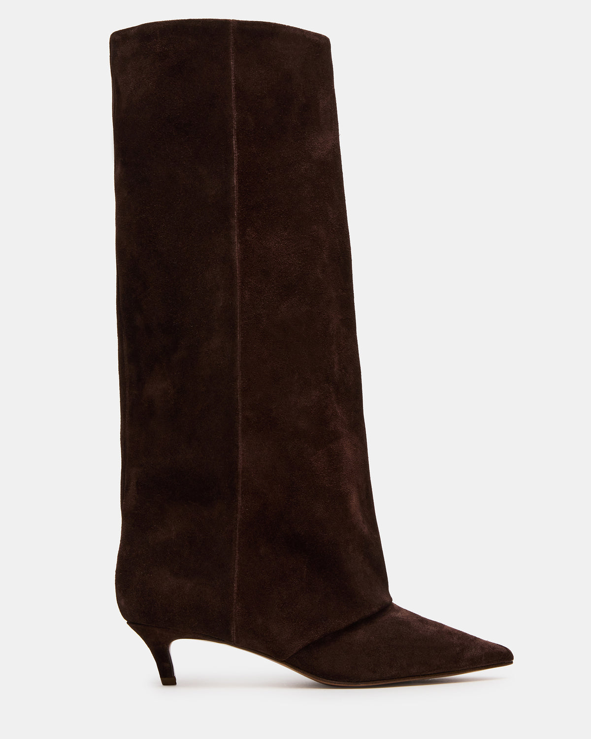Steve Madden LUCA Brown Suede Pointed-Toe Cuffed Kitten Heel Women's Boot