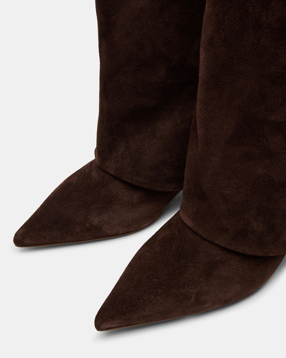 Steve Madden LUCA Brown Suede Pointed-Toe Cuffed Kitten Heel Women's Boot