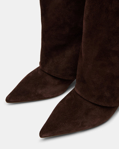 Steve Madden LUCA Brown Suede Pointed-Toe Cuffed Kitten Heel Women's Boot