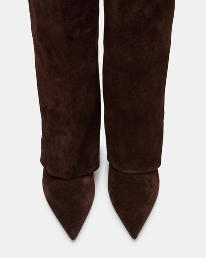 Steve Madden LUCA Brown Suede Pointed-Toe Cuffed Kitten Heel Women's Boot
