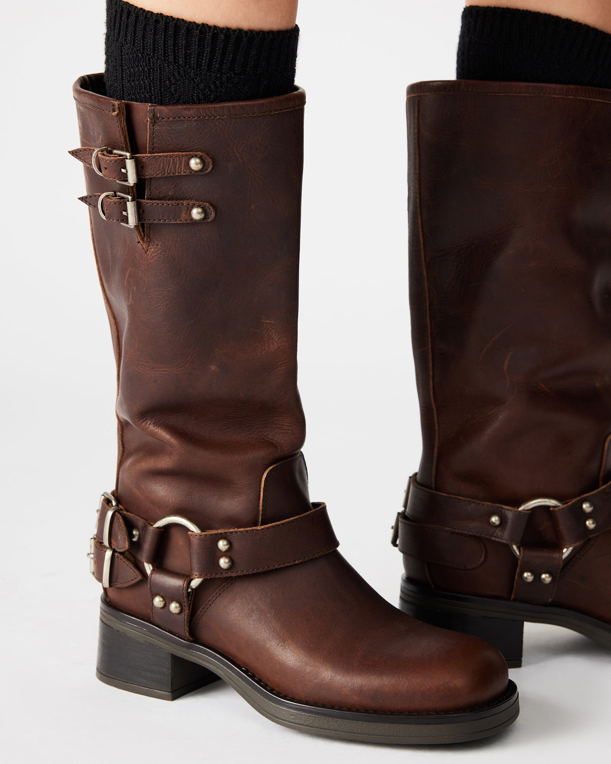 Steve Madden ASTOR Brown Leather Knee-High Boot | Women's Boots