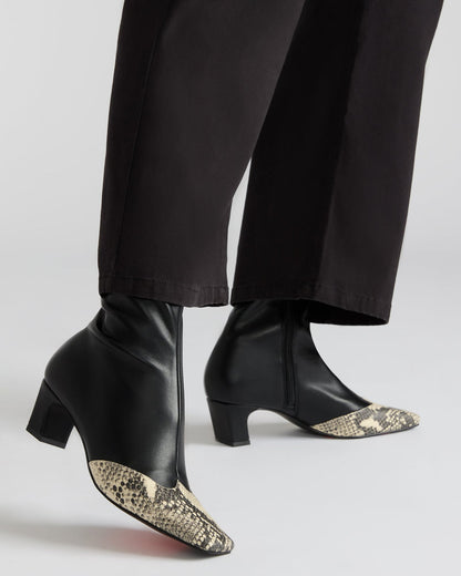 Steve Madden JETER Black Snake Square-Toe Women's Ankle Boot