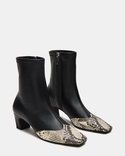 Steve Madden JETER Black Snake Square-Toe Women's Ankle Boot