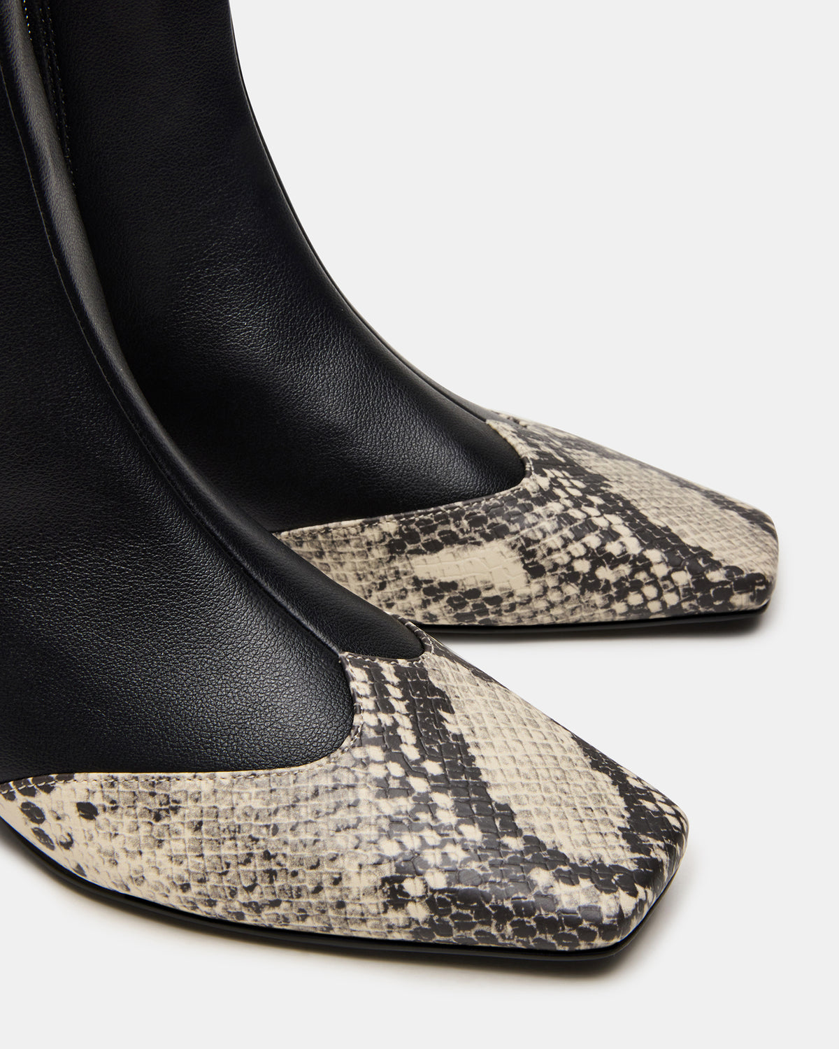 Steve Madden JETER Black Snake Square-Toe Women's Ankle Boot