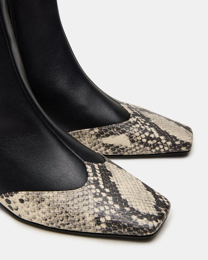 Steve Madden JETER Black Snake Square-Toe Women's Ankle Boot