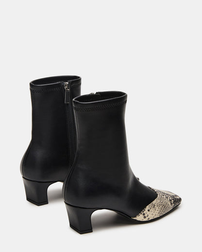 Steve Madden JETER Black Snake Square-Toe Women's Ankle Boot