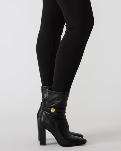 Steve Madden AROMA Black Buckle Gold Detail Block Heel Women's Ankle Boot