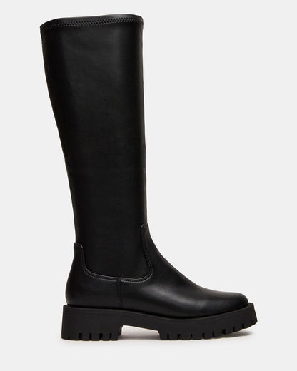 Steve Madden LABELLE Black Knee-High Lug Platform Women's Boot