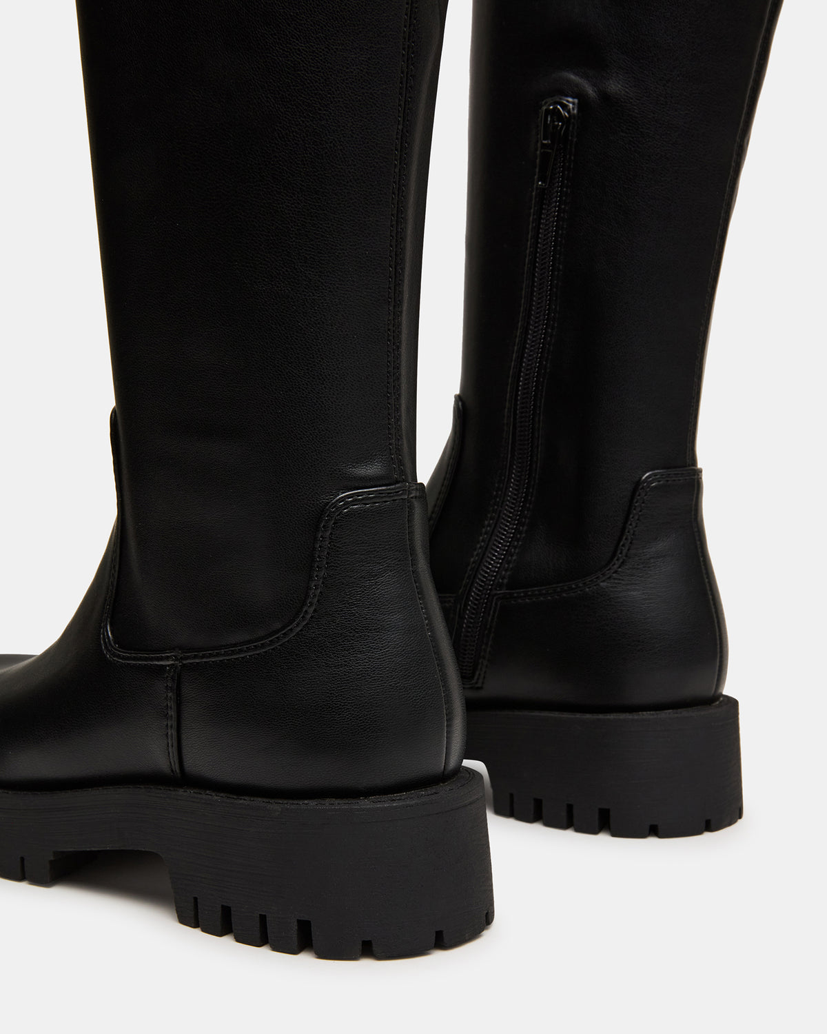 Steve Madden LABELLE Black Knee-High Lug Platform Women's Boot