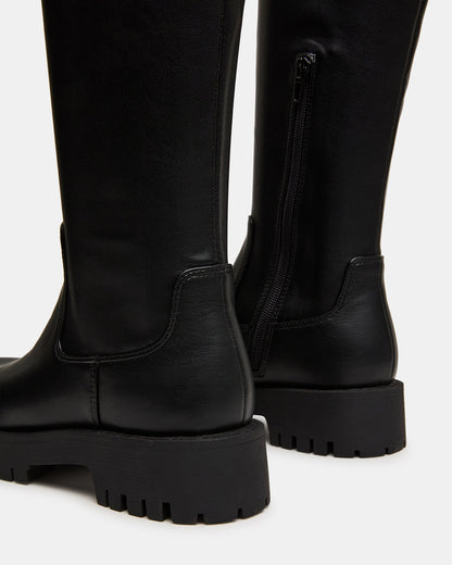 Steve Madden LABELLE Black Knee-High Lug Platform Women's Boot