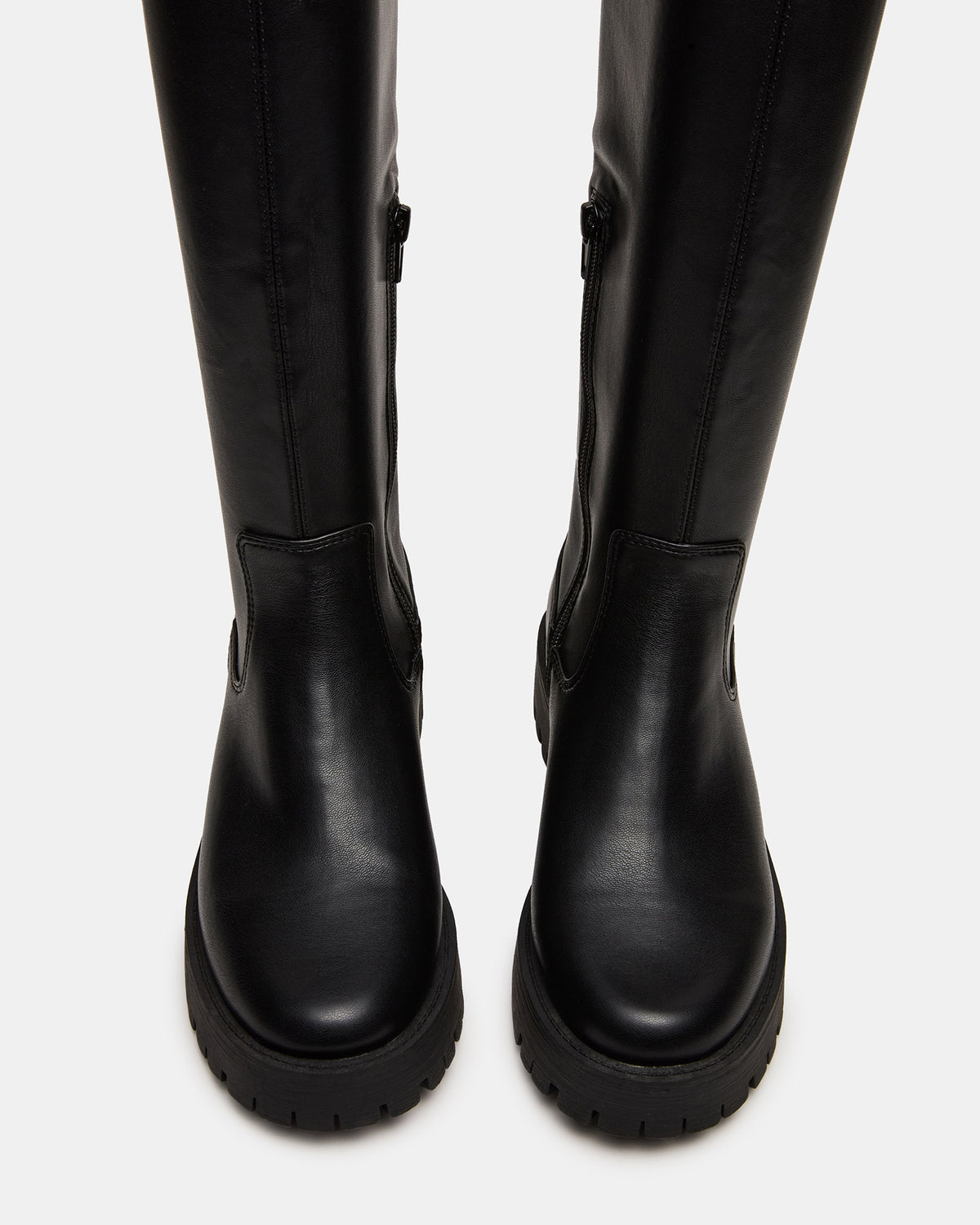 Steve Madden LABELLE Black Knee-High Lug Platform Women's Boot