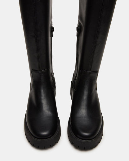 Steve Madden LABELLE Black Knee-High Lug Platform Women's Boot