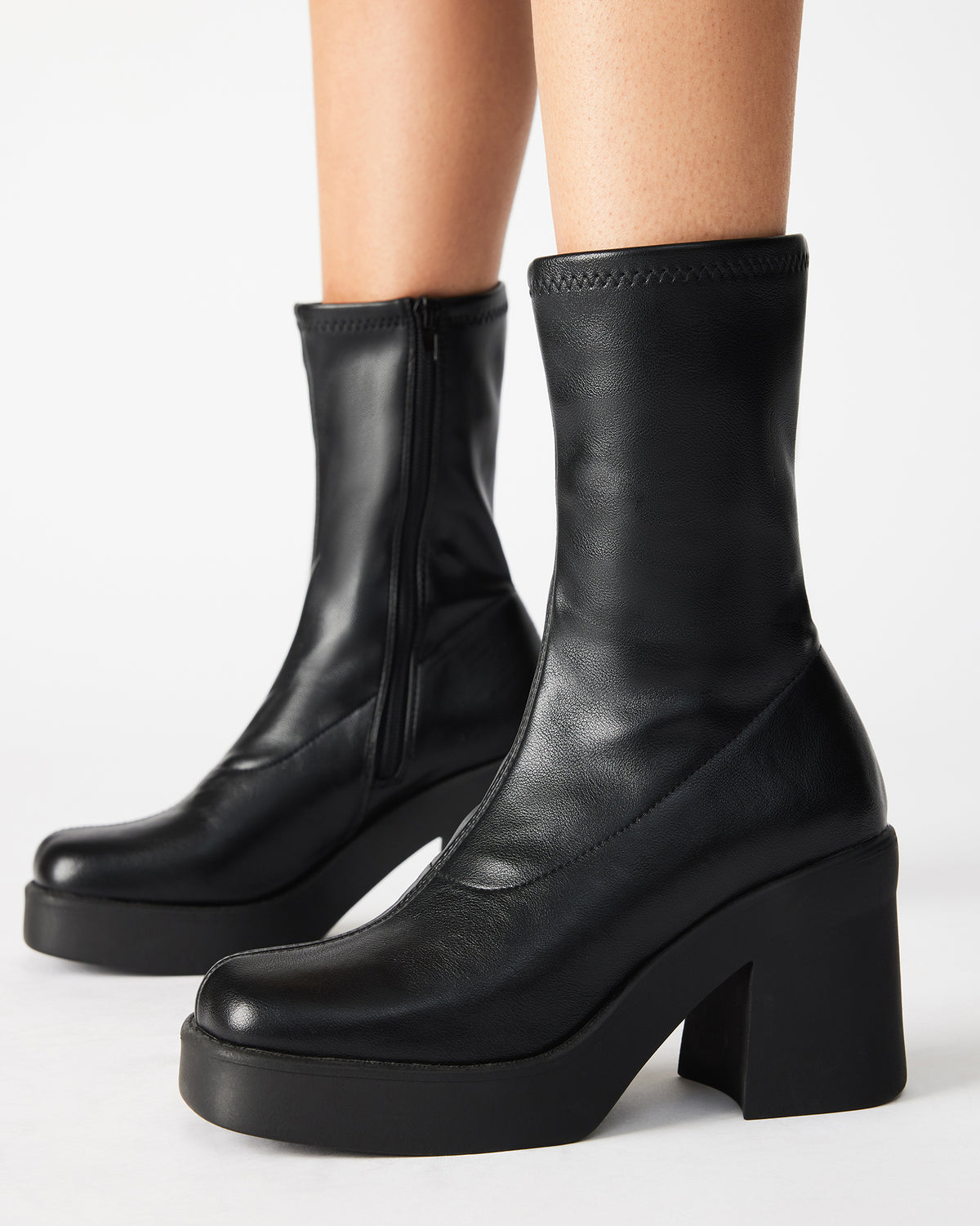 Steve Madden KLAYTON Black Platform Ankle Boot | Women's Booties