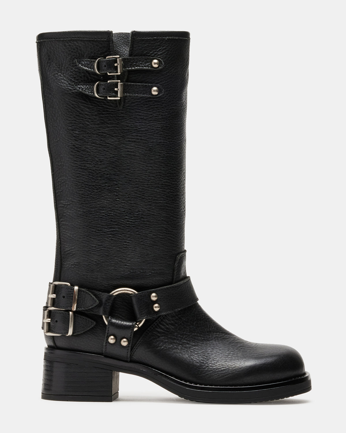 Steve Madden ASTOR Black Leather Knee-High Boot | Women's Boots