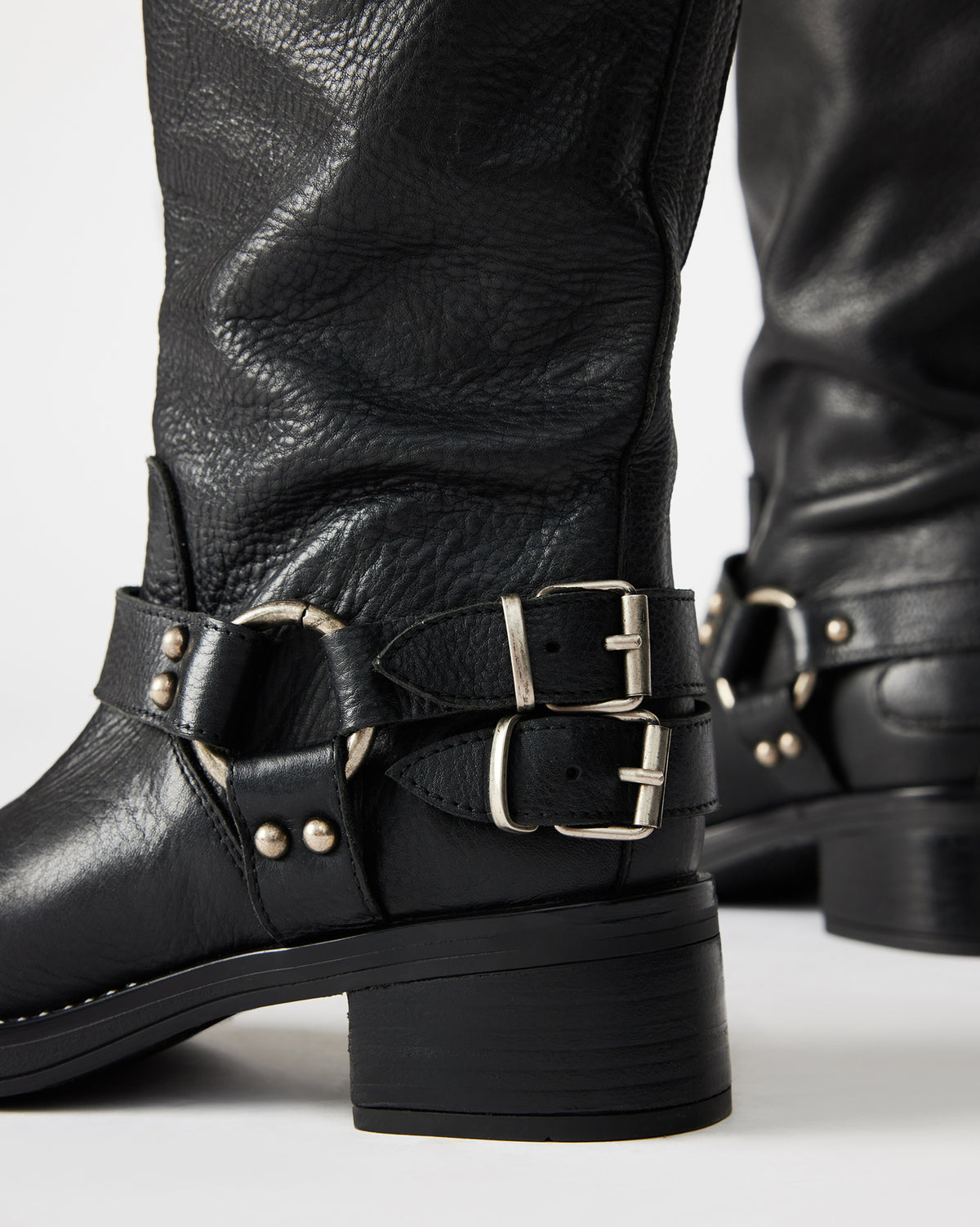 Steve Madden ASTOR Black Leather Knee-High Boot | Women's Boots