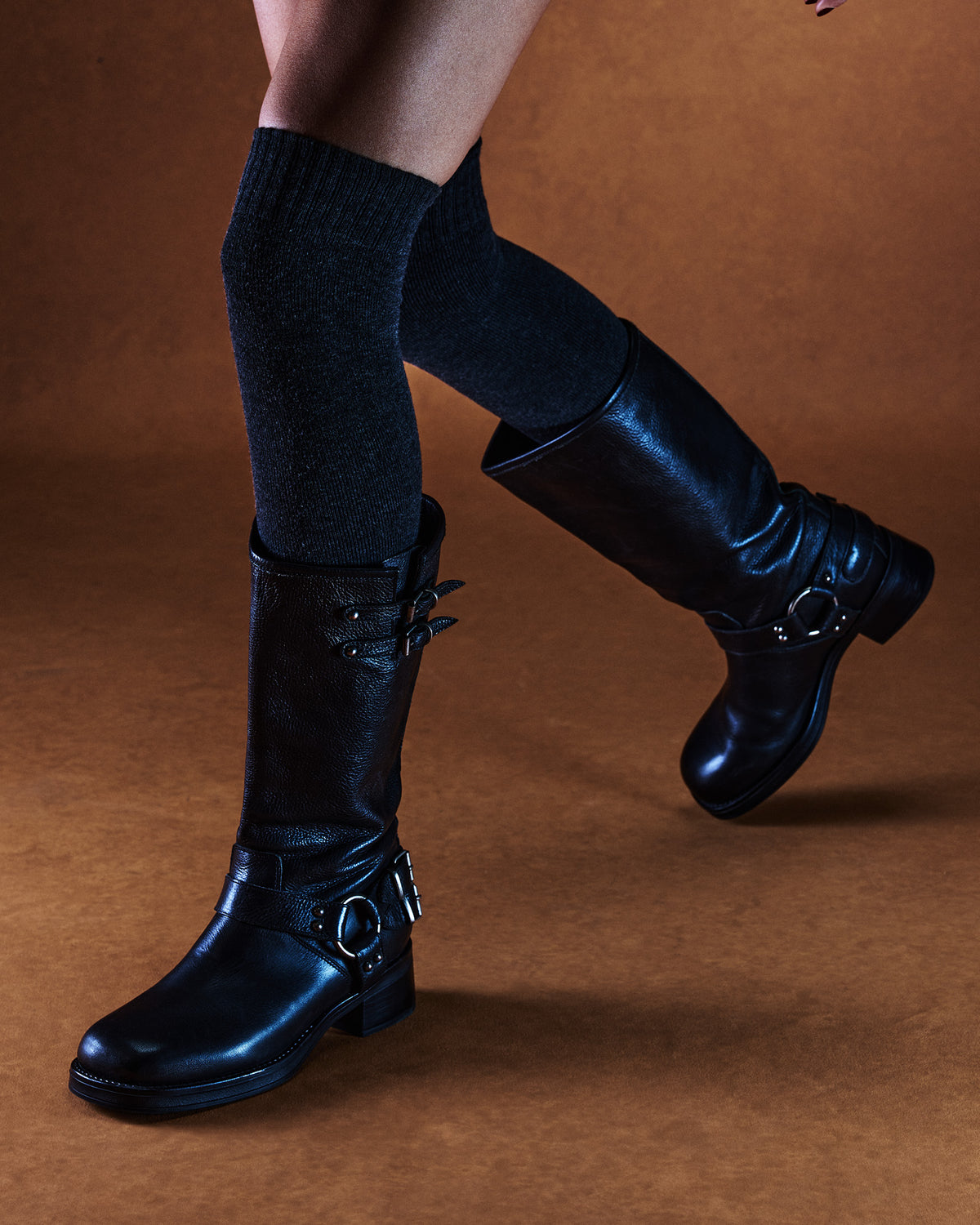 Steve Madden ASTOR Black Leather Knee-High Boot | Women's Boots