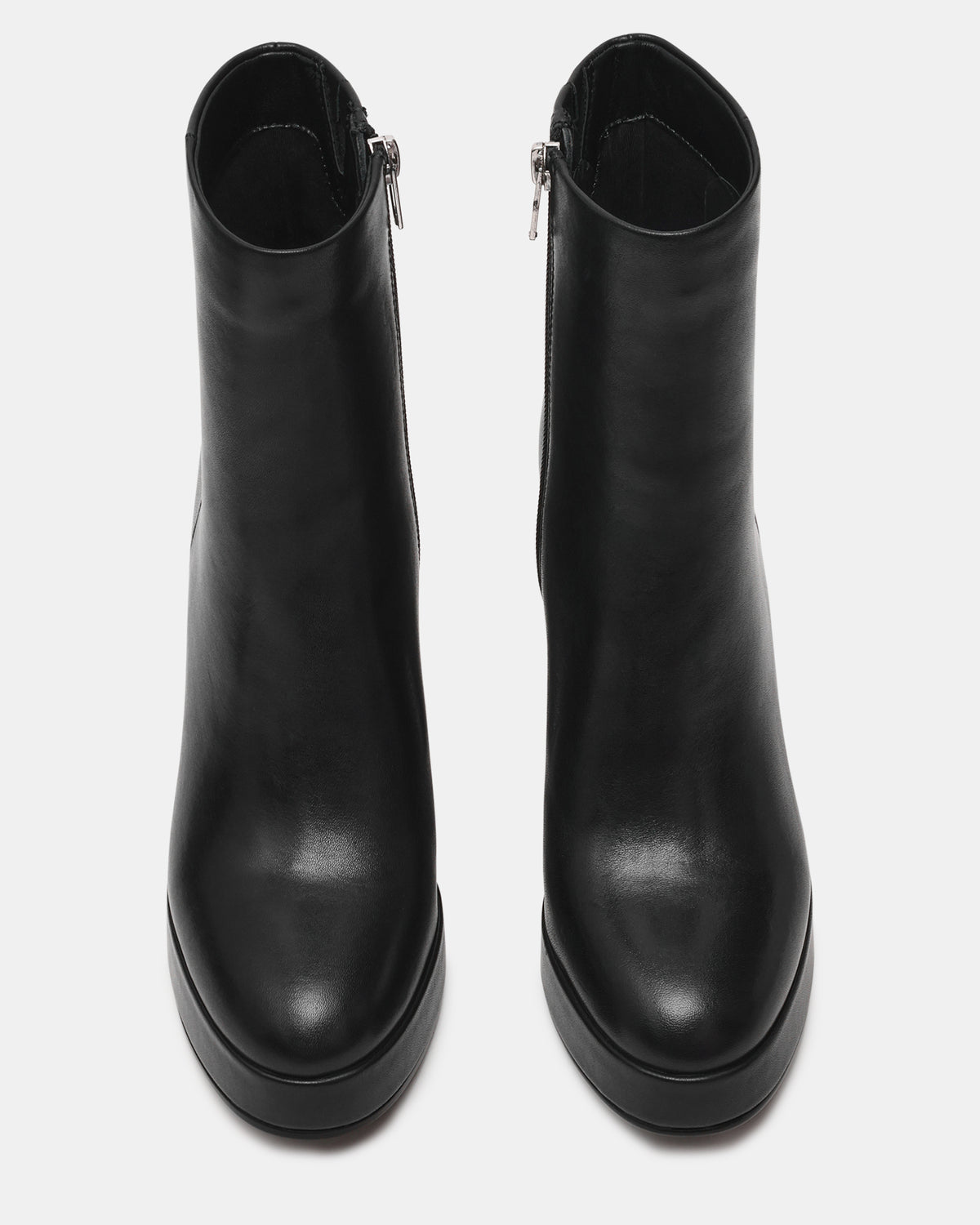 Steve Madden TYRA Black Leather Platform Block Heel Women's Ankle Boot