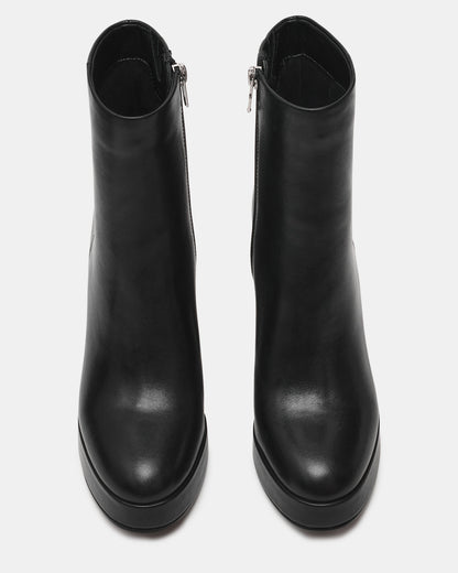 Steve Madden TYRA Black Leather Platform Block Heel Women's Ankle Boot