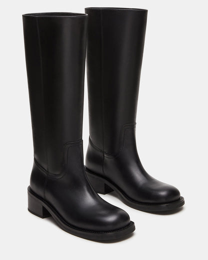 Steve Madden RIGGS Black Leather Square-Toe Women's Boot