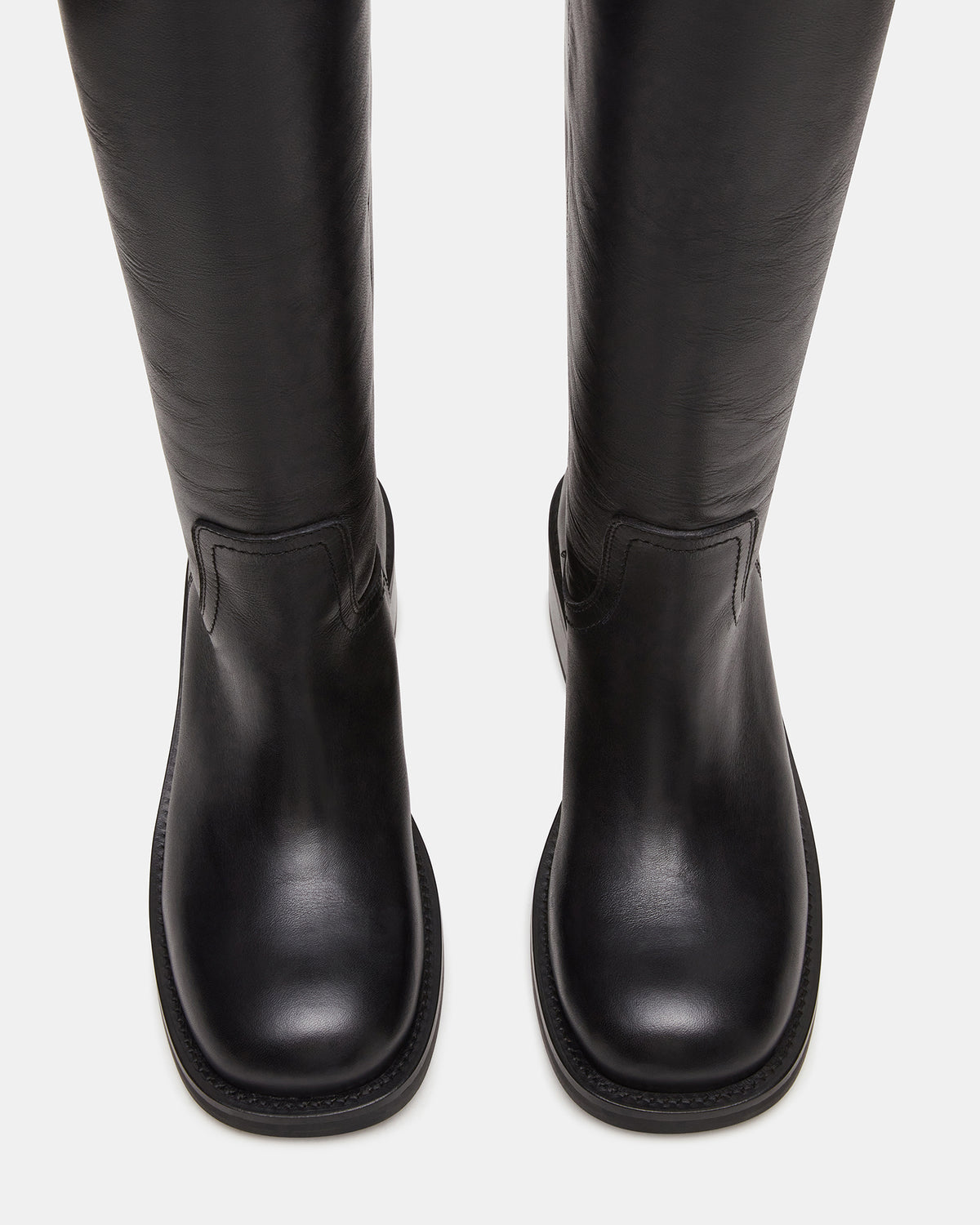 Steve Madden RIGGS Black Leather Square-Toe Women's Boot