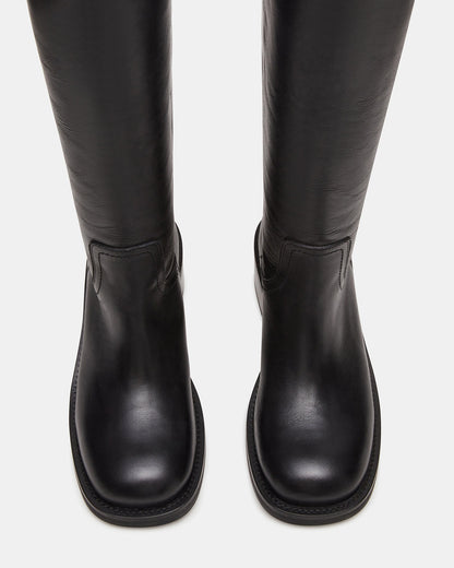 Steve Madden RIGGS Black Leather Square-Toe Women's Boot