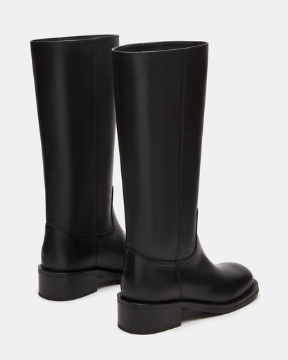 Steve Madden RIGGS Black Leather Square-Toe Women's Boot