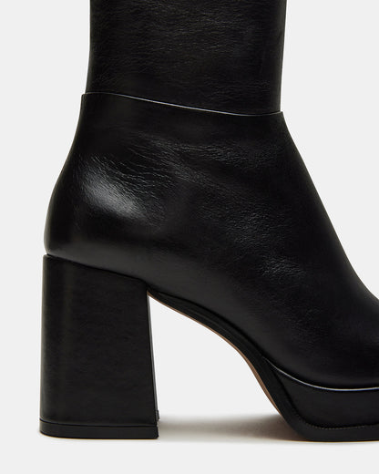Steve Madden MYSTERY Black Leather Women's Block Heel Platform Boot