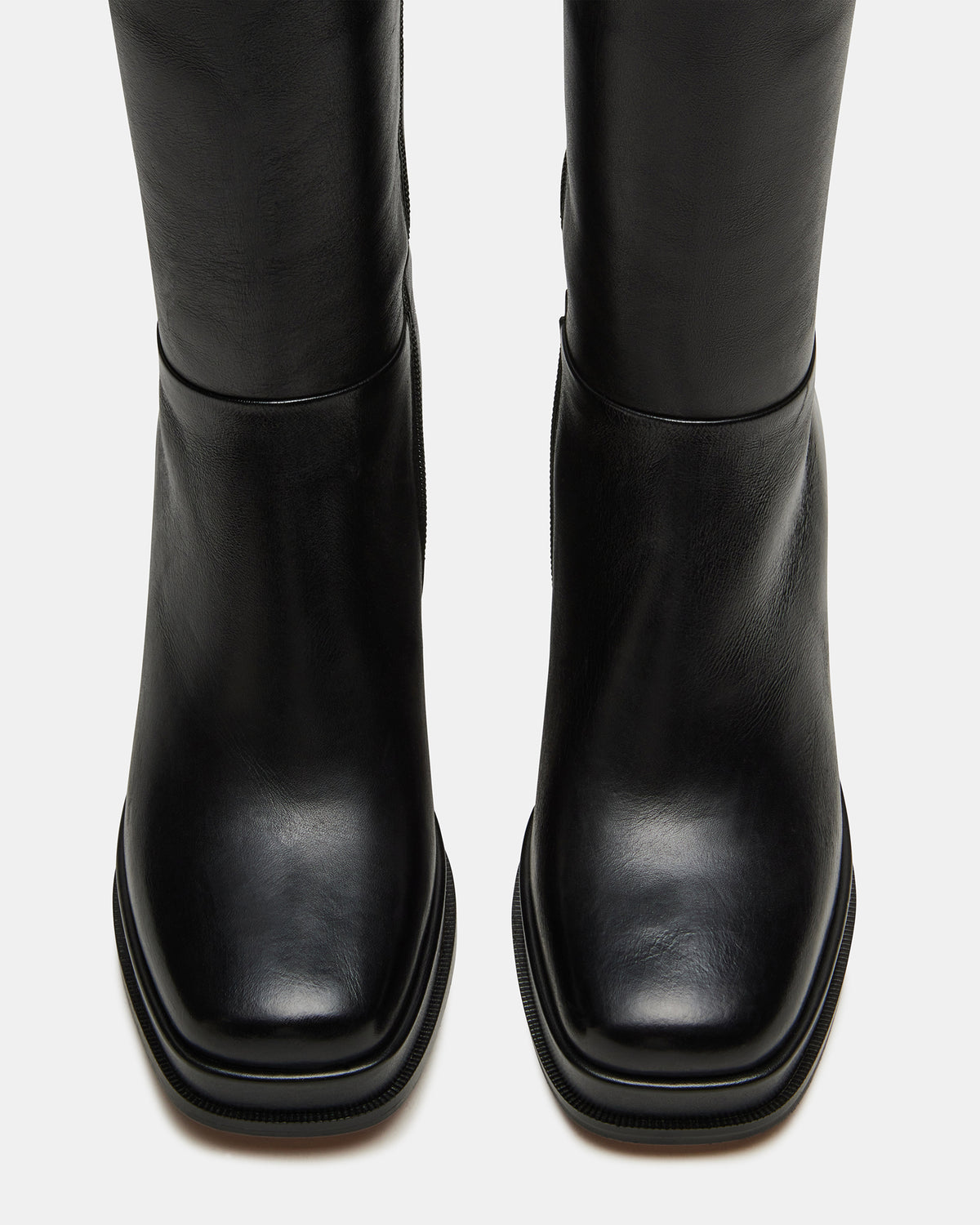 Steve Madden MYSTERY Black Leather Women's Block Heel Platform Boot