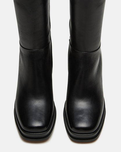 Steve Madden MYSTERY Black Leather Women's Block Heel Platform Boot