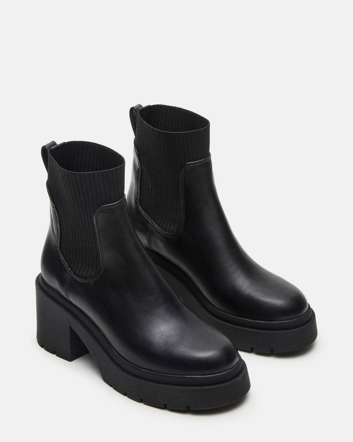 Steve Madden KOA Black Lug Sole Chelsea Women's Ankle Boot