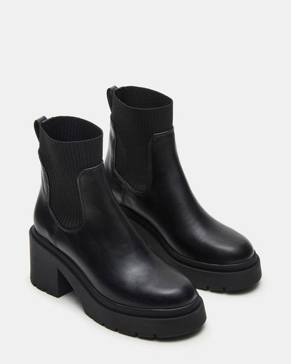 Steve Madden KOA Black Lug Sole Chelsea Women's Ankle Boot