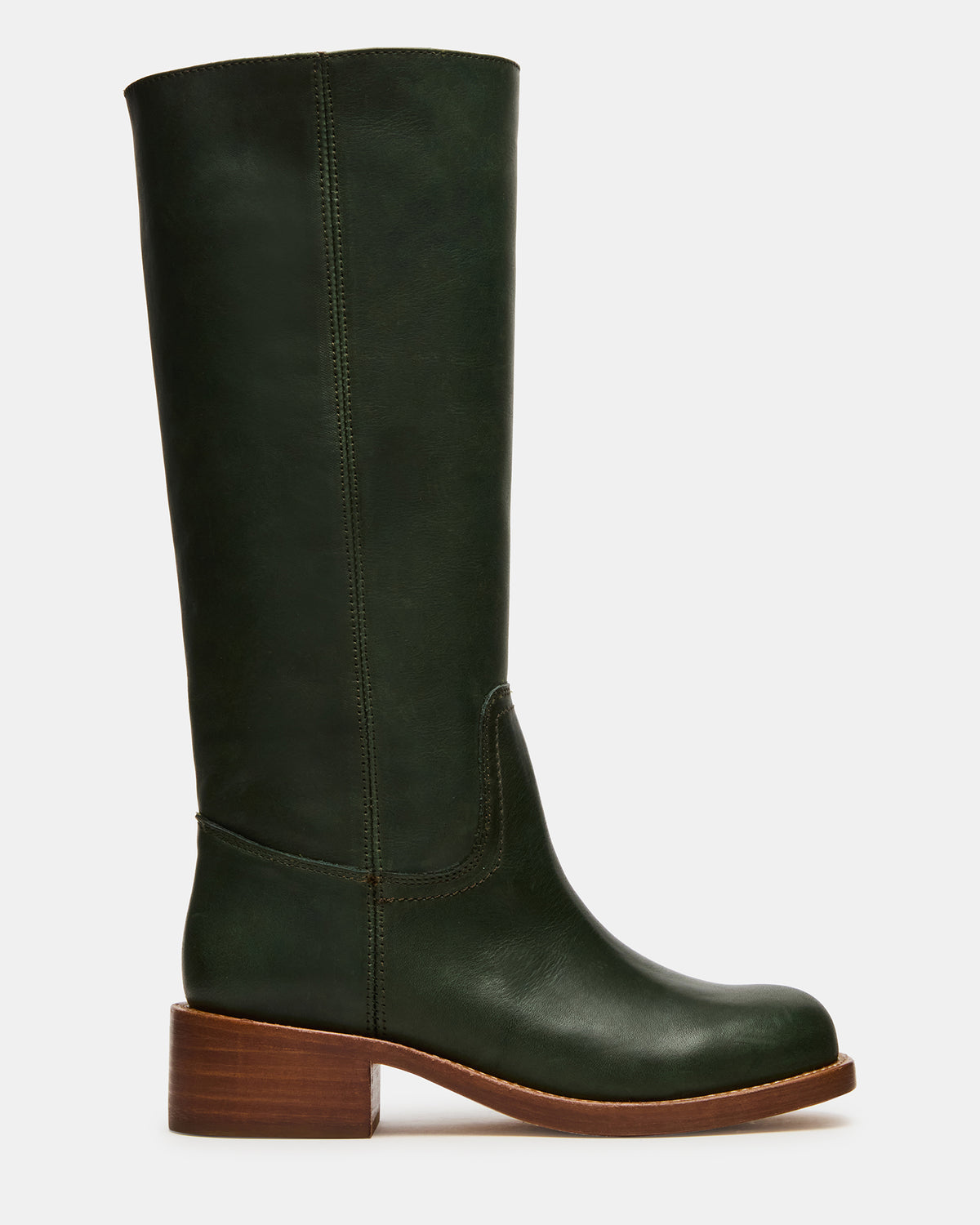Steve Madden RIGGS Dark Green Leather Square-Toe Women's Boot