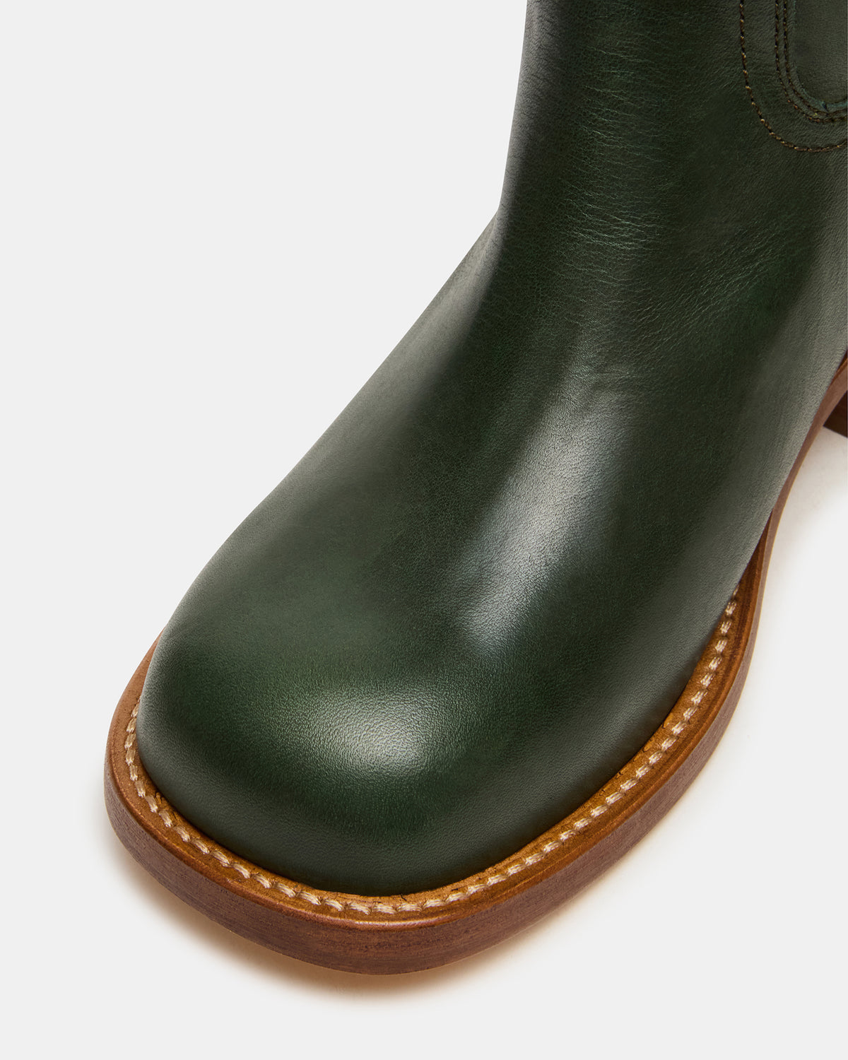 Steve Madden RIGGS Dark Green Leather Square-Toe Women's Boot