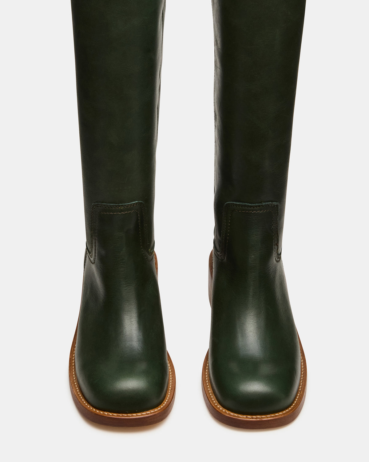 Steve Madden RIGGS Dark Green Leather Square-Toe Women's Boot
