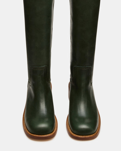 Steve Madden RIGGS Dark Green Leather Square-Toe Women's Boot