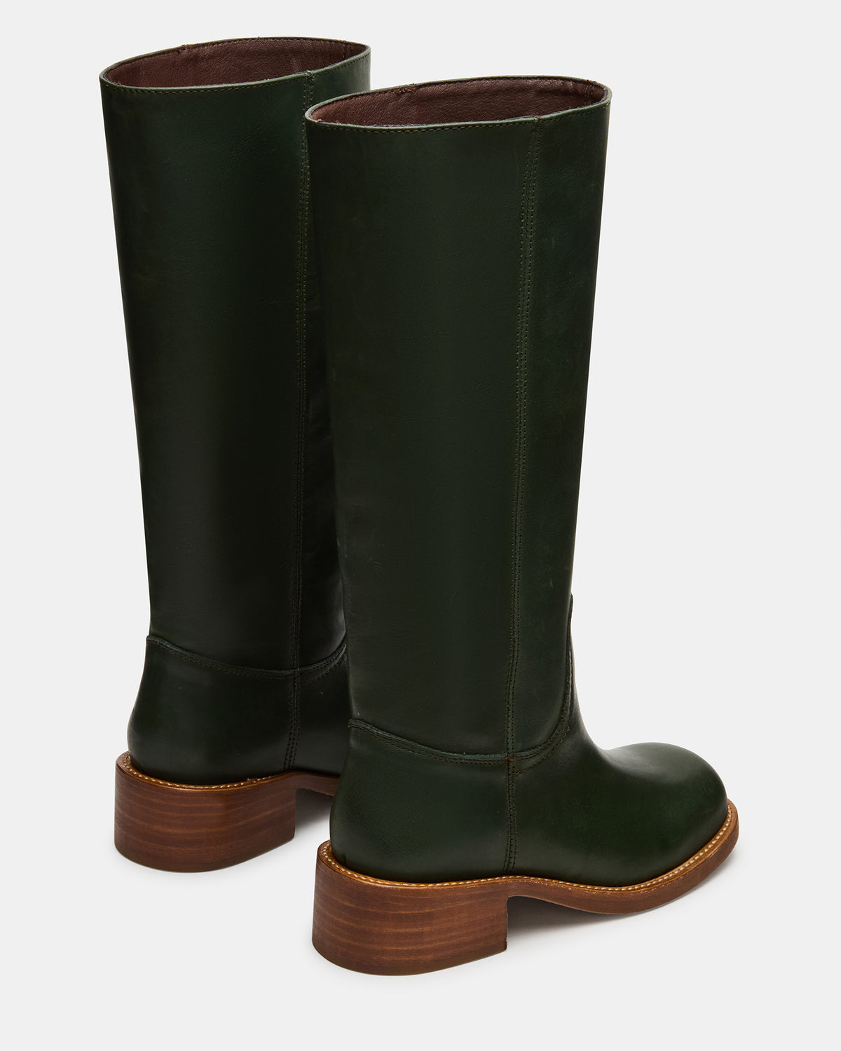 Steve Madden RIGGS Dark Green Leather Square-Toe Women's Boot