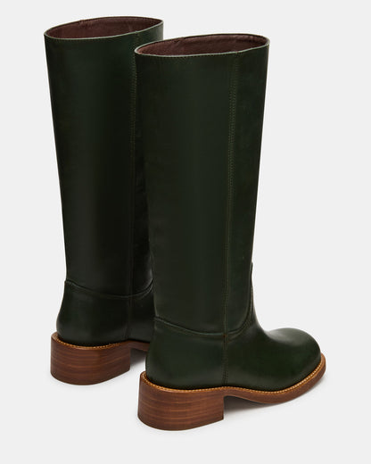 Steve Madden RIGGS Dark Green Leather Square-Toe Women's Boot