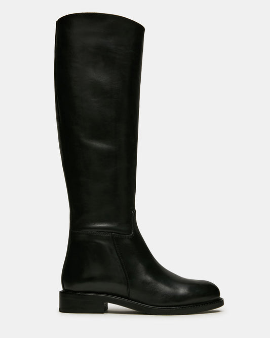 Steve Madden BELMONT Black Leather Knee-High Women's Riding Boot