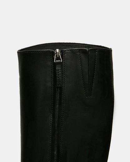 Steve Madden BELMONT Black Leather Knee-High Women's Riding Boot