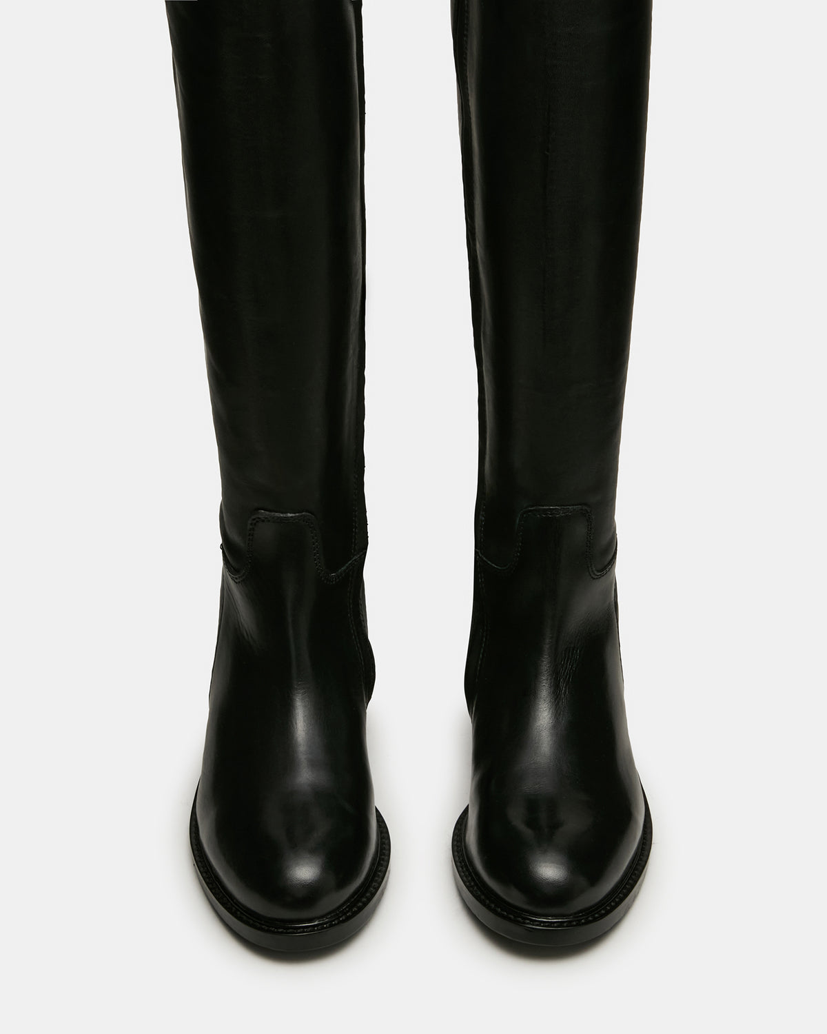 Steve Madden BELMONT Black Leather Knee-High Women's Riding Boot